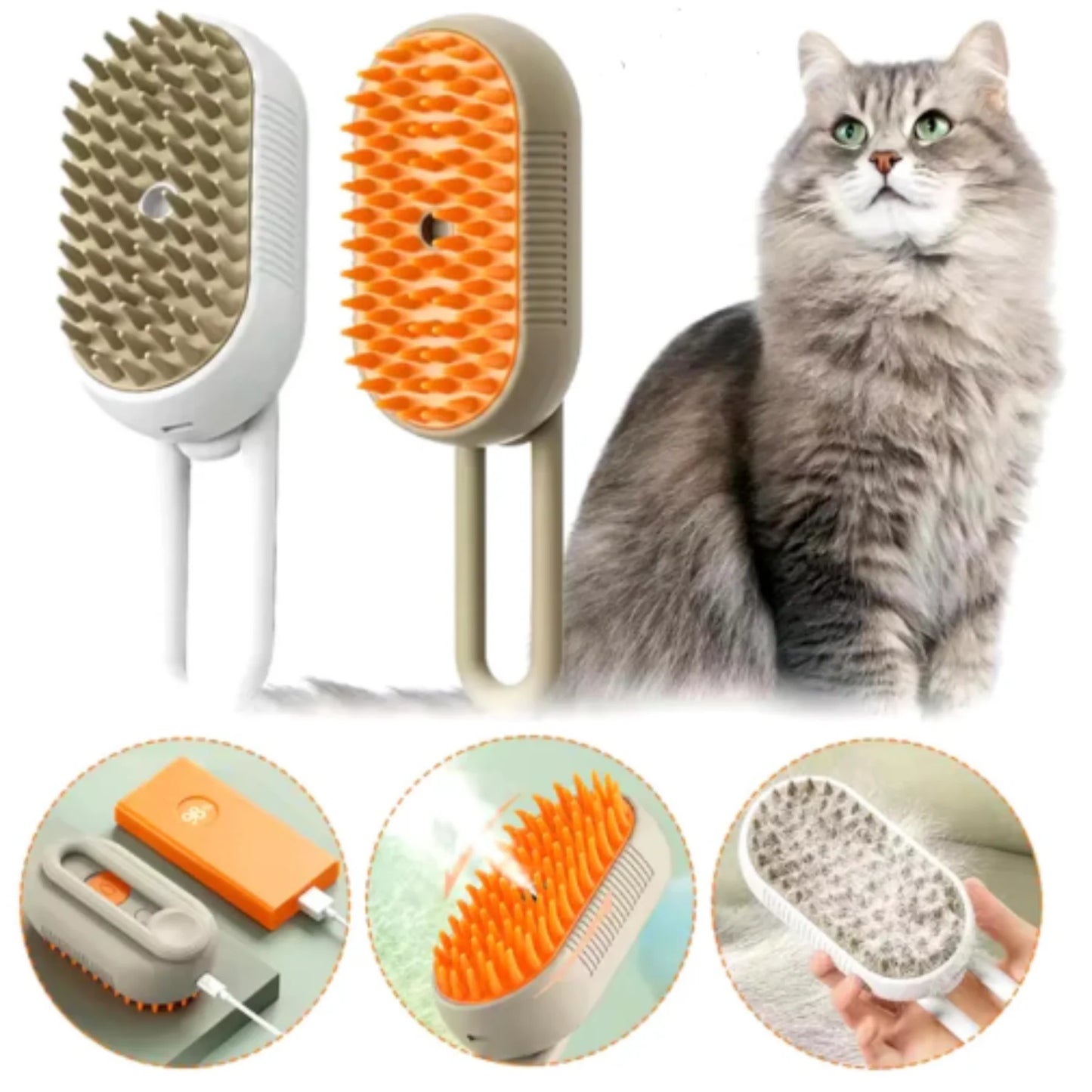 WellPets™ Cepillo de Vapor 3 en 1 Para mascotas