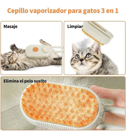 WellPets™ Cepillo de Vapor 3 en 1 Para mascotas